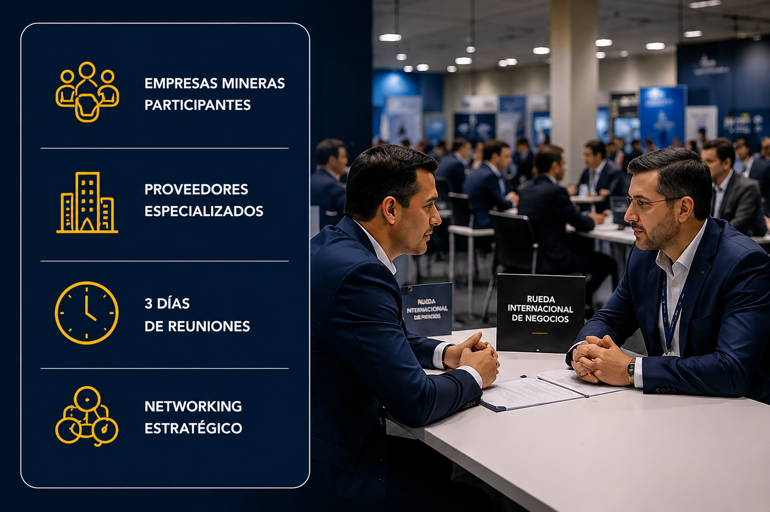 Empresas mineras, proveedores especializados, 3 días de reuniones y networking estratégico en la Rueda Internacional de Negocios